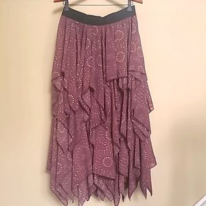 FREE PEOPLE tiered ruffled MAXI SKIRT sz L Large